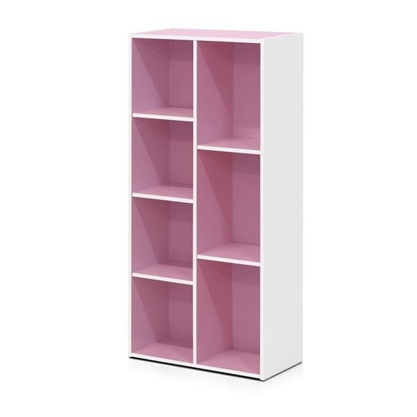 Furinno Furinno 11048WH-PI 7-Cube Reversible Open Shelf; White & Pink 11048WH/PI
